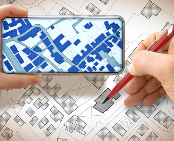Civil Engineers Designing Layout in Chattanooga TN on a phone