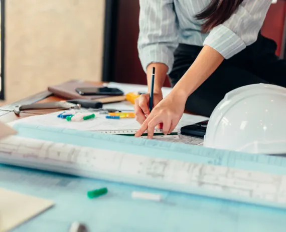 Engineer Firm going over blueprint plan in Chattanooga TN