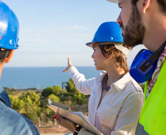 Commercial Site Planning meeting in Chattanooga TN with three engineers