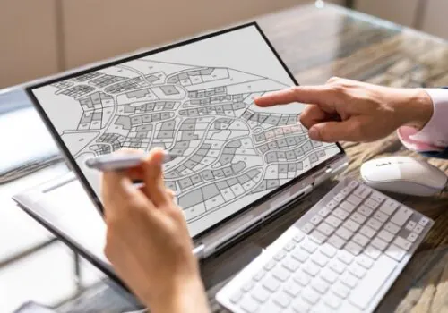 Engineer looking at the plans for a property for residential site planning in Nashville TN