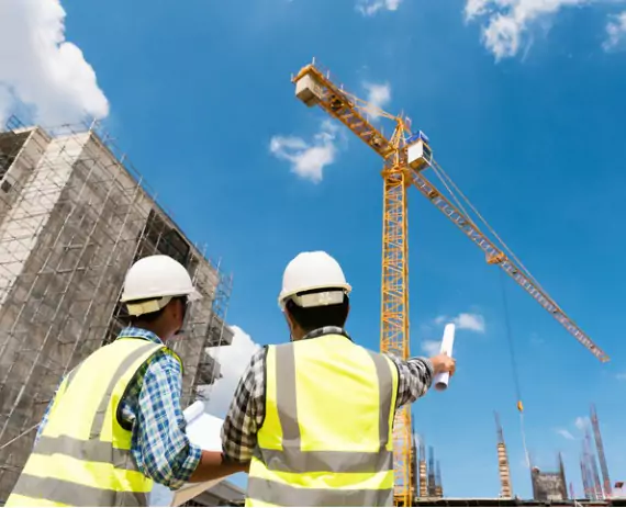 Two Civil Engineers in Moline IL oversee a construction project