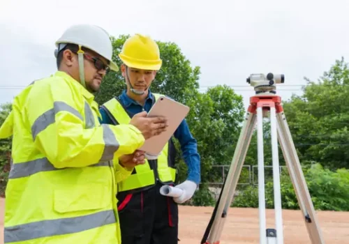 Two members of the Austin Engineering team perform Commercial Surveys in the Quad Cities