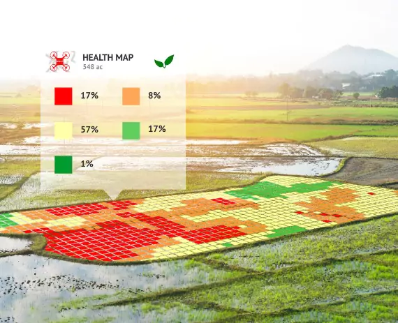 health map of a swampy plain from Drone Surveys Rock Island IL